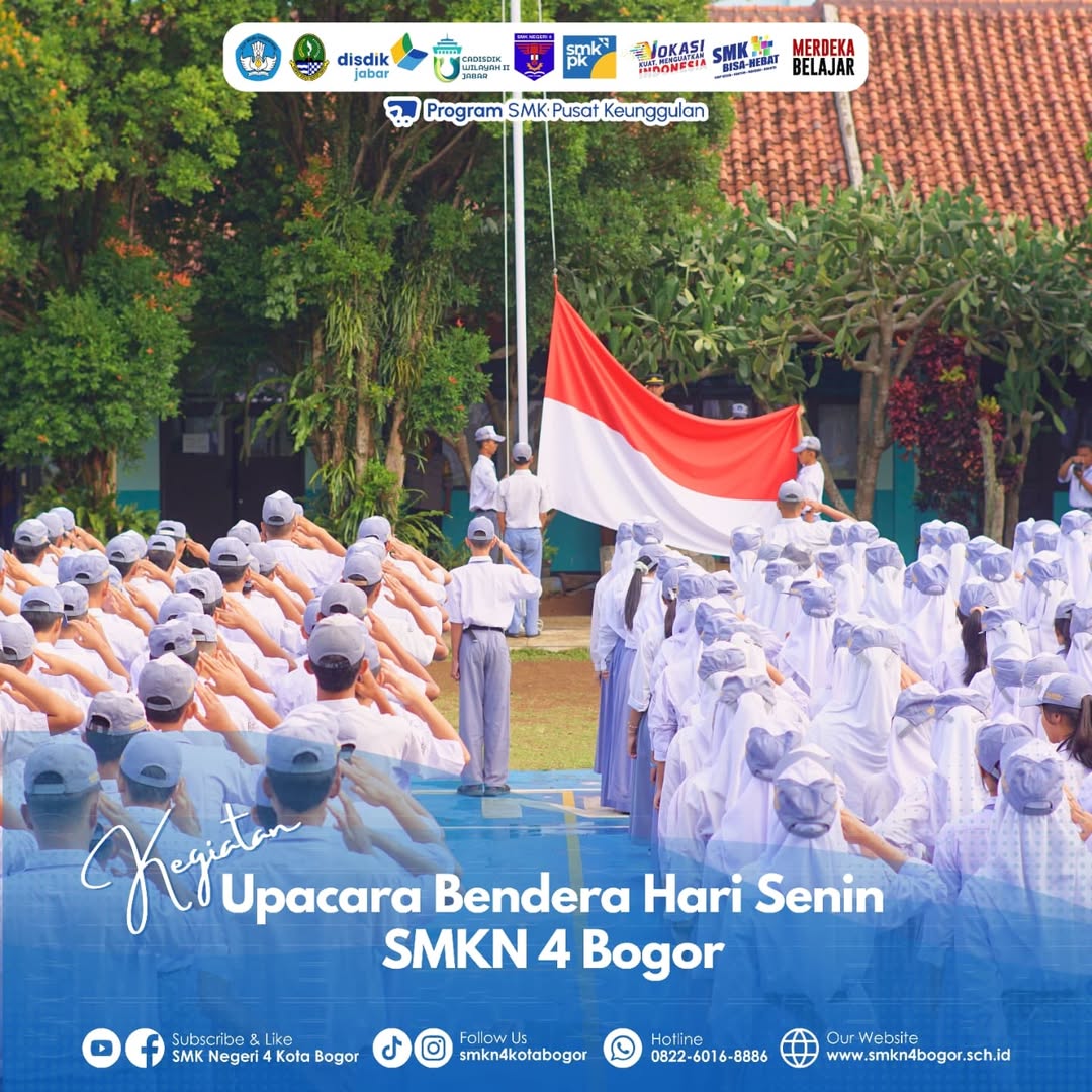 Upacara Bendera Rutin di Lapangan SMK Negeri 4 Bogor