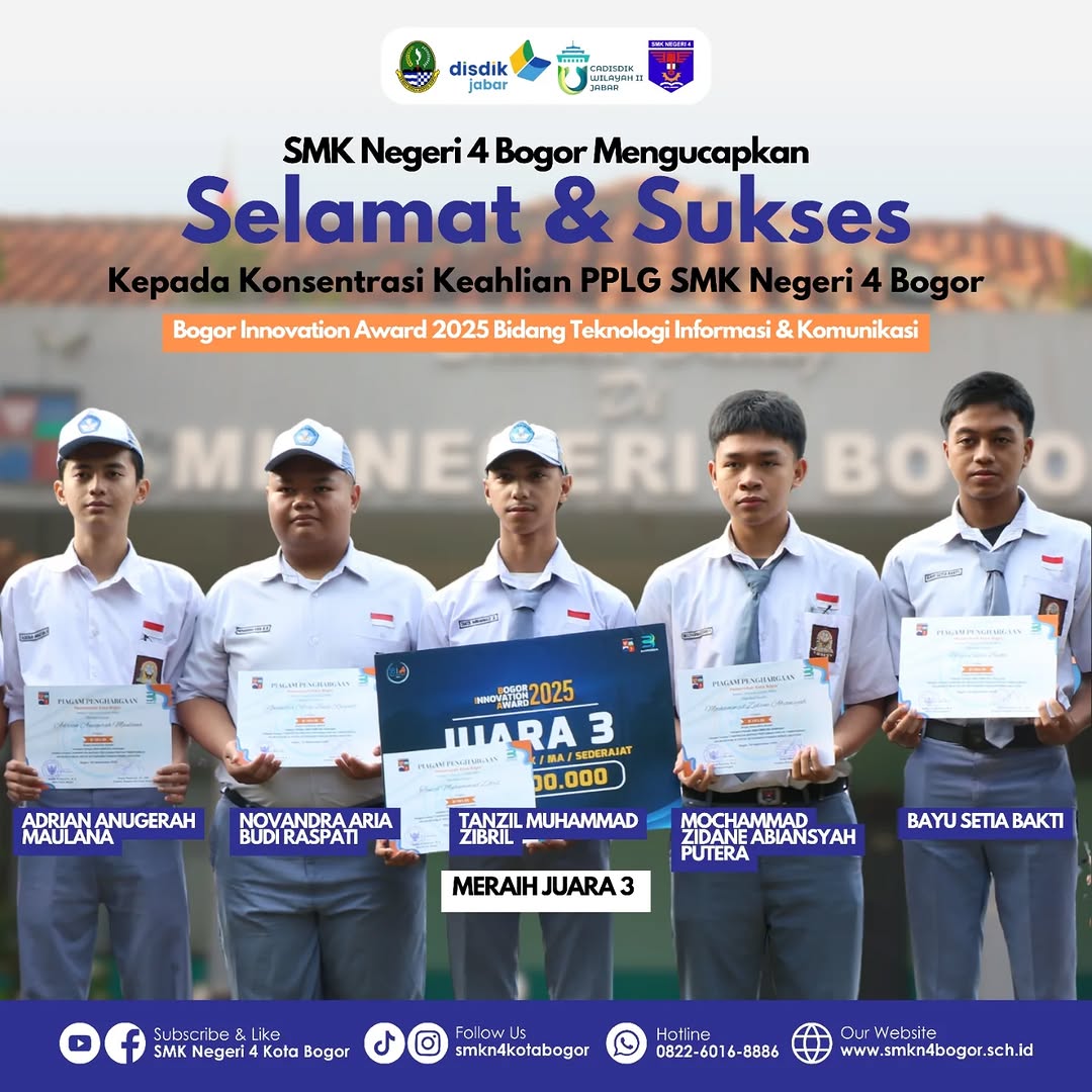 Siswa SMKN 4 Bogor Raih Juara 3 Bogor Innovation Award 2025