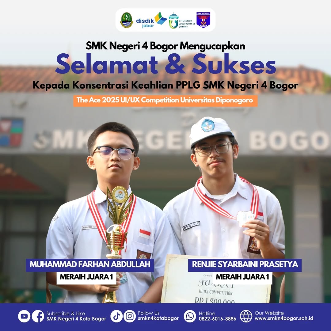 Siswa SMKN 4 Bogor Juara 1 UI/UX Competition Universitas Diponegoro