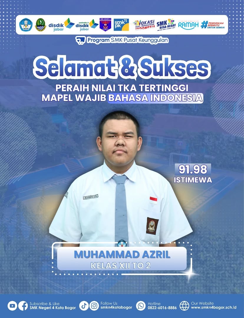 Siswa SMKN 4 Bogor Raih Nilai TKA Bahasa Indonesia Tertinggi