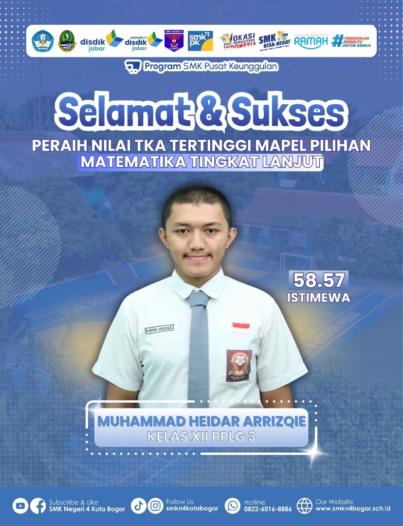Siswa SMKN 4 Bogor Raih Nilai TKA Matematika Tertinggi