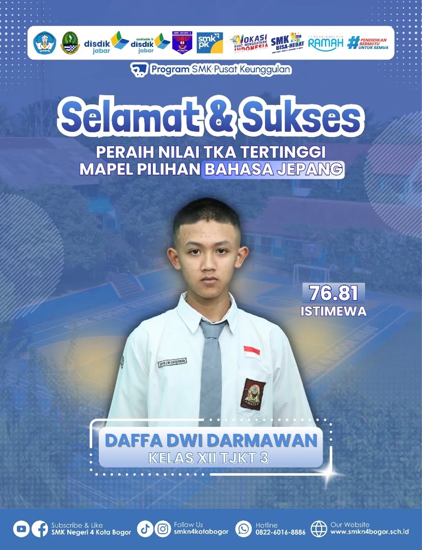 Daffa Dwi Darmawan SMKN 4 Bogor Raih Nilai Tertinggi Bahasa Jepang