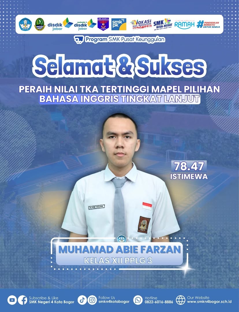 Siswa SMKN 4 Bogor Raih Nilai TKA Bahasa Inggris Tertinggi