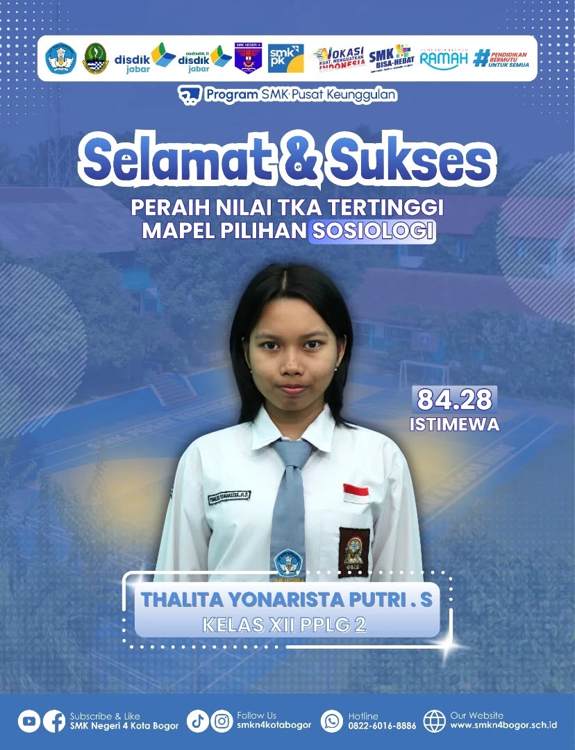 Thalita SMKN 4 Bogor Raih Nilai TKA Sosiologi Tertinggi